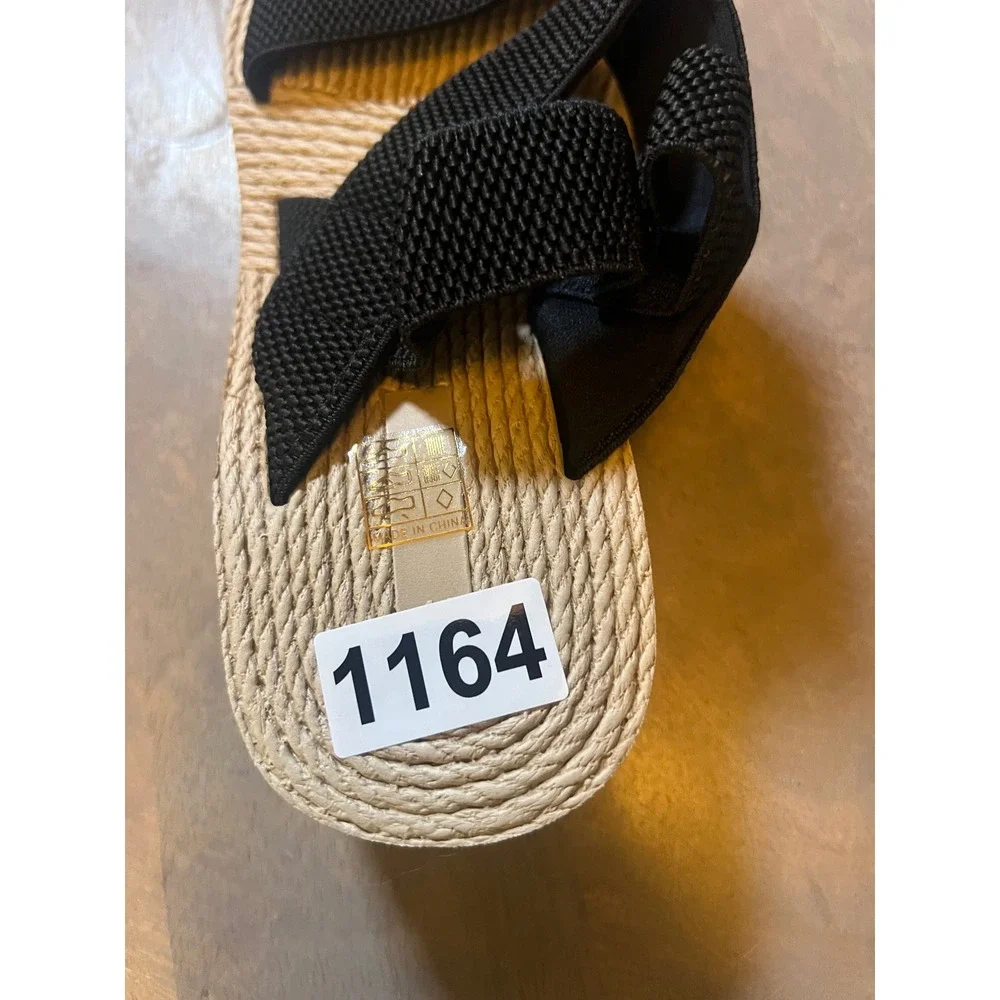 Unbranded Womens Platform Sandals Criss Cross Elastic Straps Black Beige Size 41